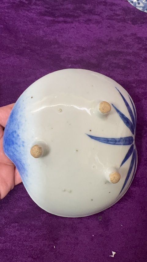 古玩陶瓷清中·青花云鶴紋壽桃洗 真品鑒賞圖