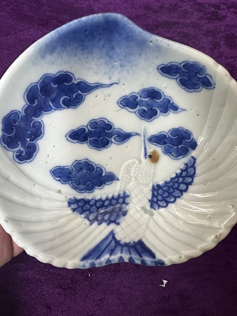 古玩陶瓷清中·青花云鶴紋壽桃洗 真品鑒賞圖