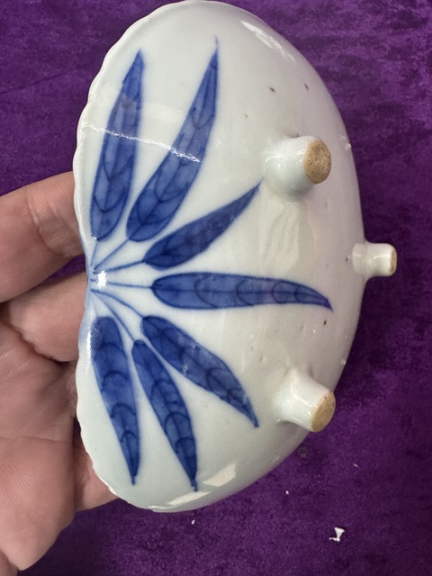 古玩陶瓷清中·青花云鶴紋壽桃洗 真品鑒賞圖