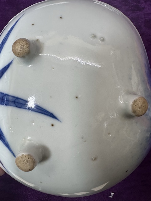 古玩陶瓷清中·青花云鶴紋壽桃洗 真品鑒賞圖