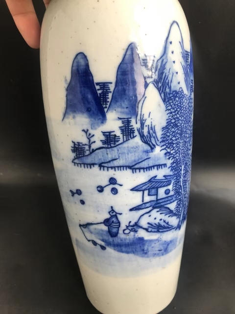 古玩陶瓷青花山水人物梅瓶真品鑒賞圖