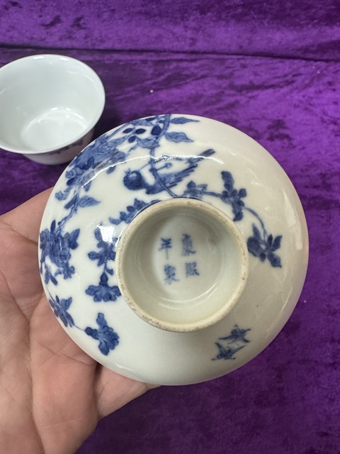 古玩陶瓷光緒·青花花鳥紋蓋碗 真品鑒賞圖