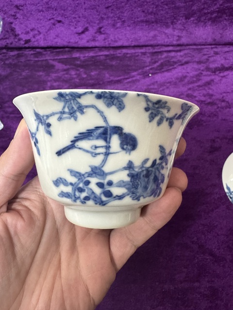 古玩陶瓷光緒·青花花鳥紋蓋碗 真品鑒賞圖