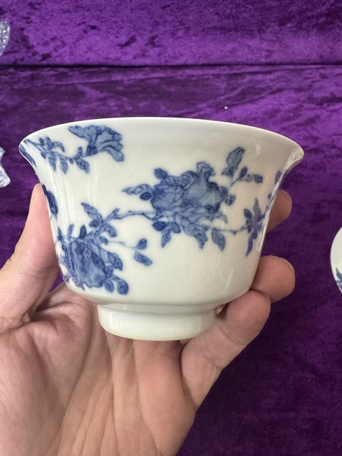 古玩陶瓷光緒·青花花鳥紋蓋碗 真品鑒賞圖