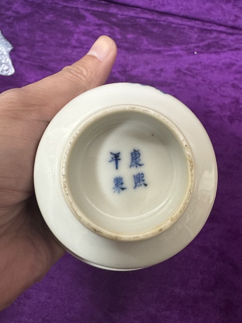 古玩陶瓷光緒·青花花鳥紋蓋碗 真品鑒賞圖