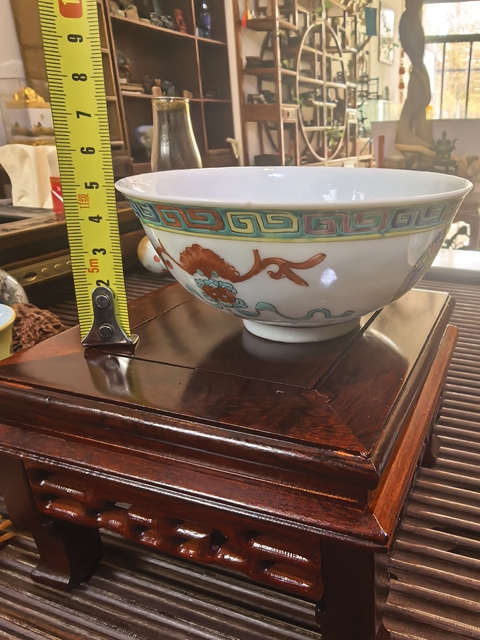 古玩陶瓷龍鳳紋福在眼前粉彩碗拍賣，當前價格2000元