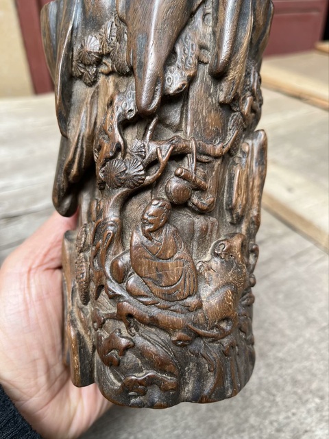 古玩雜項沉香木筆筒真品鑒賞圖