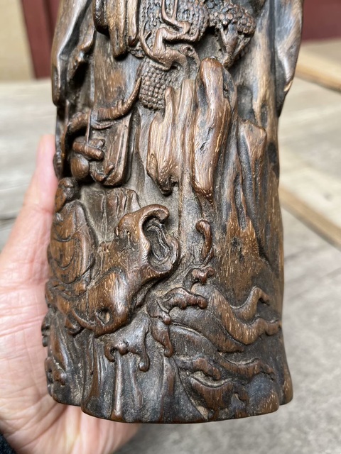 古玩雜項沉香木筆筒真品鑒賞圖