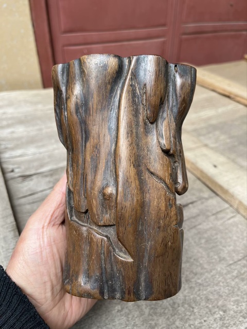 古玩雜項沉香木筆筒真品鑒賞圖