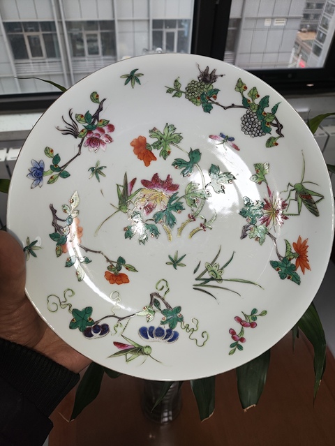 古玩陶瓷飛黃騰達粉彩盤真品鑒賞圖