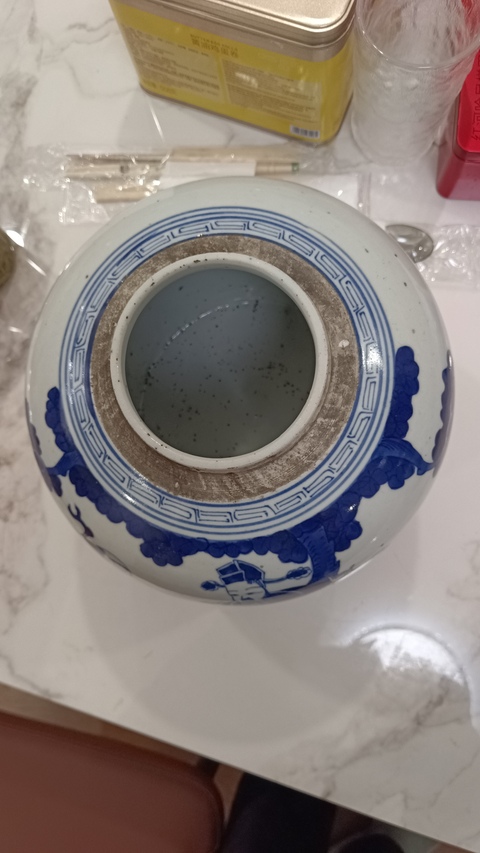 古玩陶瓷三星高照圖青花罐真品鑒賞圖