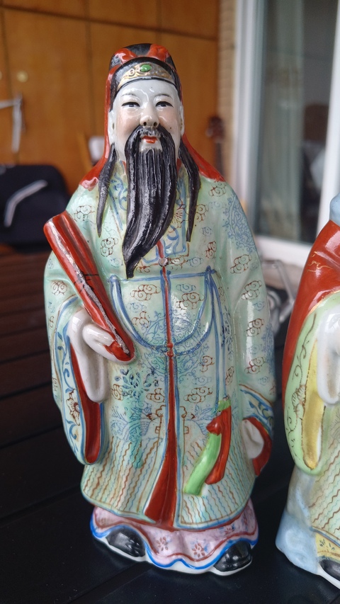 古玩陶瓷三星粉彩塑像真品鑒賞圖