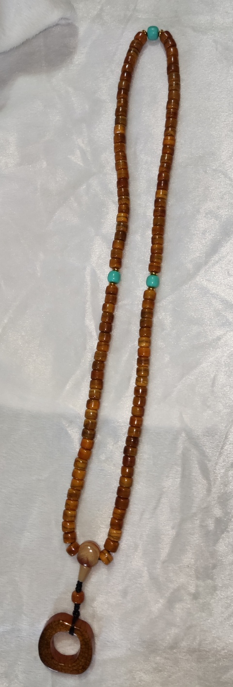 古玩字畫骨質配綠松石串珠真品鑒賞圖