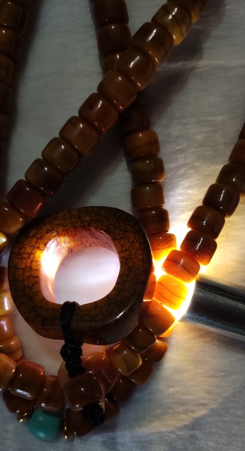 古玩字畫骨質配綠松石串珠真品鑒賞圖