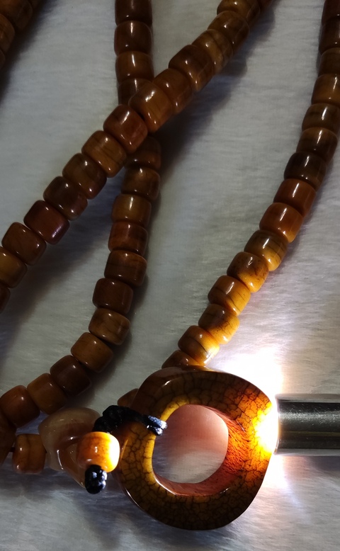 古玩字畫骨質配綠松石串珠真品鑒賞圖