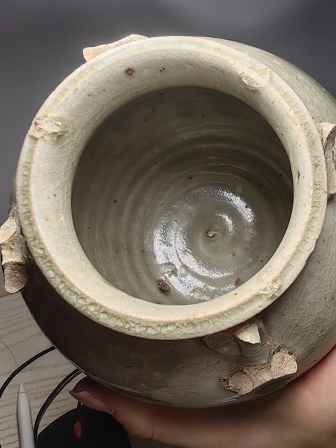 古玩陶瓷青釉四系罐真品鑒賞圖