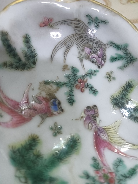 古玩陶瓷粉彩金玉滿堂紋貢盤拍賣，當前價格1588元