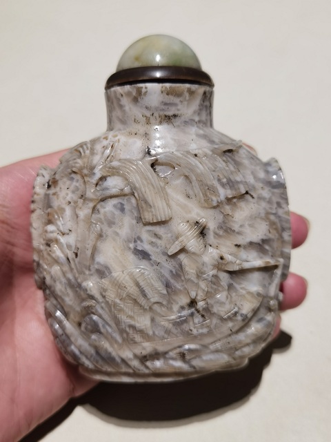 古玩玉器瑪瑙雕“漁樵鼻煙壺”真品鑒賞圖