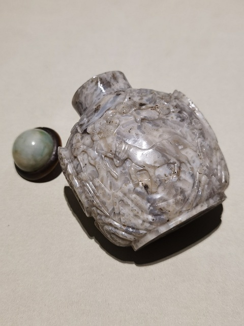 古玩玉器瑪瑙雕“漁樵鼻煙壺”真品鑒賞圖