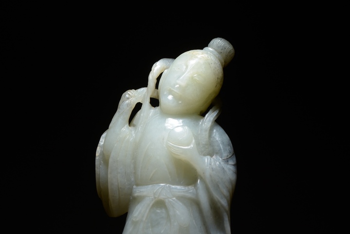 古玩玉器和田玉雕“提籃觀音”擺件真品鑒賞圖