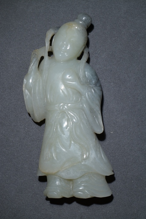 古玩玉器和田玉雕“提籃觀音”擺件真品鑒賞圖