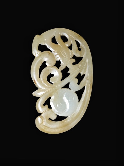 古玩玉器清·和田玉雕丹鳳朝陽佩真品鑒賞圖