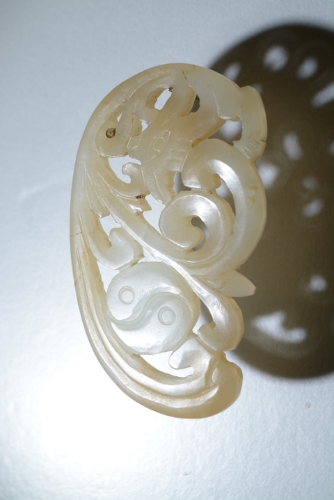 古玩玉器清·和田玉雕丹鳳朝陽佩真品鑒賞圖