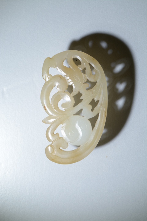 古玩玉器清·和田玉雕丹鳳朝陽佩真品鑒賞圖