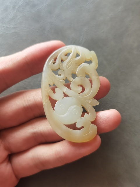 古玩玉器清·和田玉雕丹鳳朝陽佩真品鑒賞圖