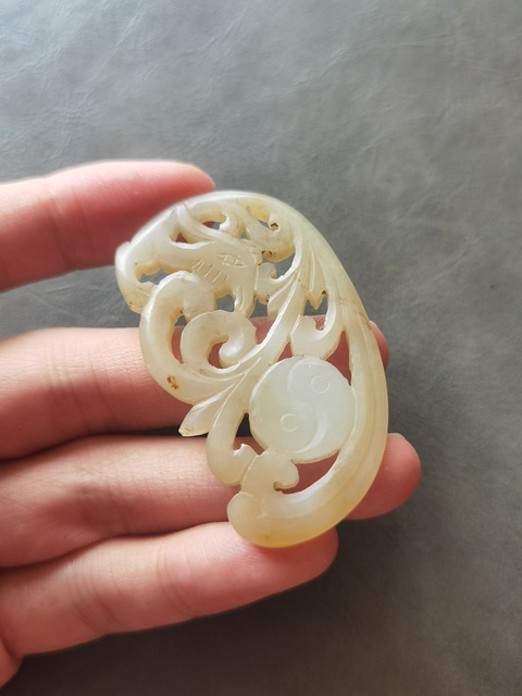 古玩玉器清·和田玉雕丹鳳朝陽佩真品鑒賞圖