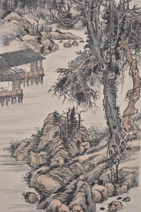 古玩字畫馮超然款山水立軸真品鑒賞圖