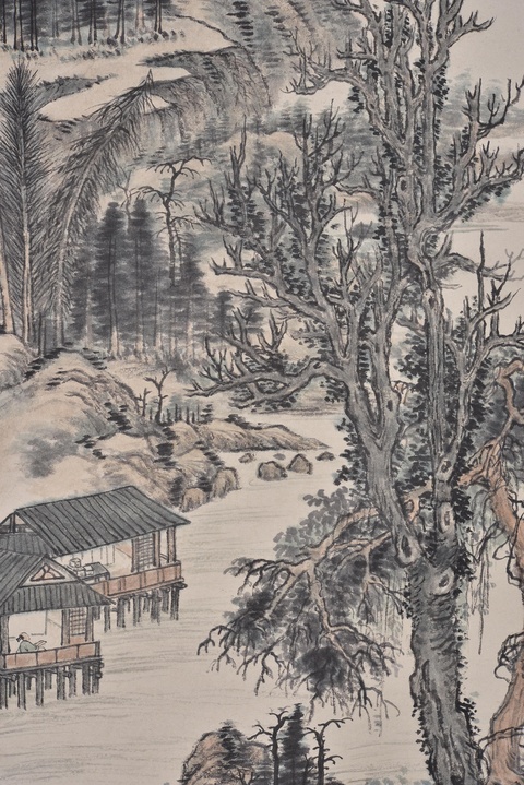 古玩字畫馮超然款山水立軸真品鑒賞圖