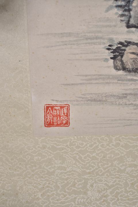 古玩字畫馮超然款山水立軸真品鑒賞圖