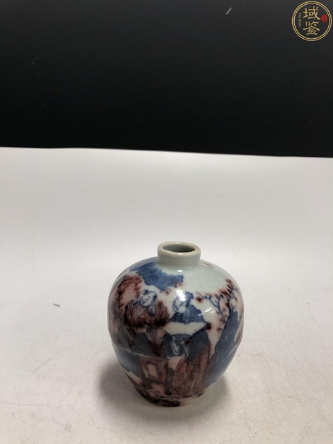 古玩陶瓷清晚·青花釉里紅人物紋小罐拍賣，當前價格8600元