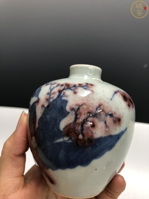 古玩陶瓷清晚·青花釉里紅人物紋小罐拍賣，當前價格8600元