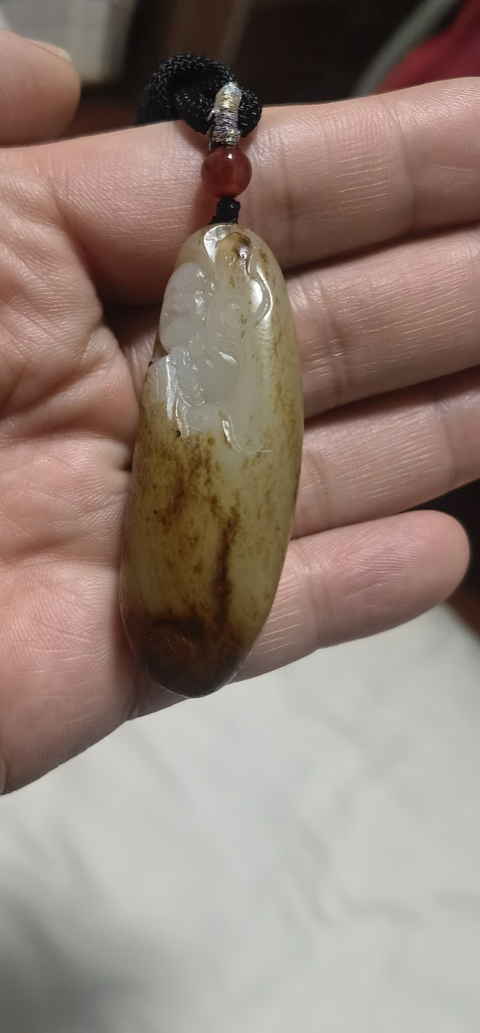 古玩玉器和田玉雕“彌勒佛”掛件真品鑒賞圖