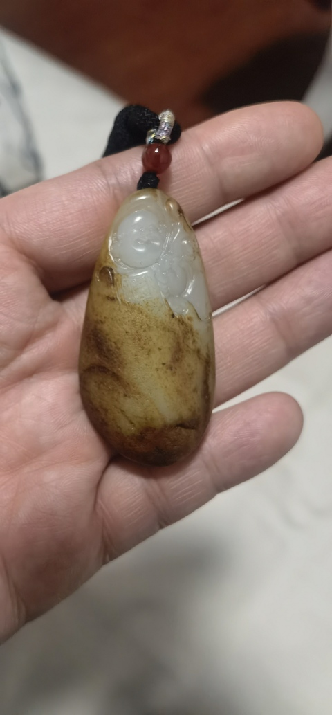 古玩玉器和田玉雕“彌勒佛”掛件真品鑒賞圖