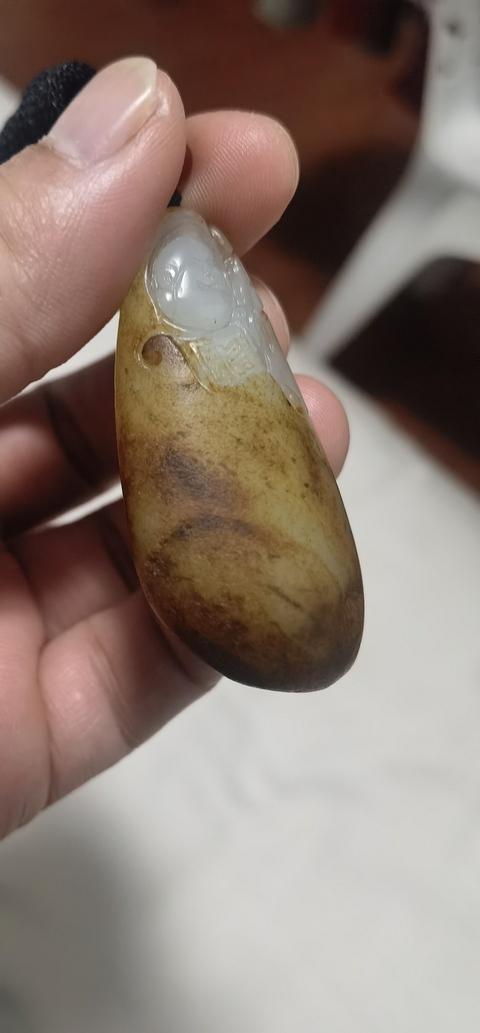 古玩玉器和田玉雕“彌勒佛”掛件真品鑒賞圖