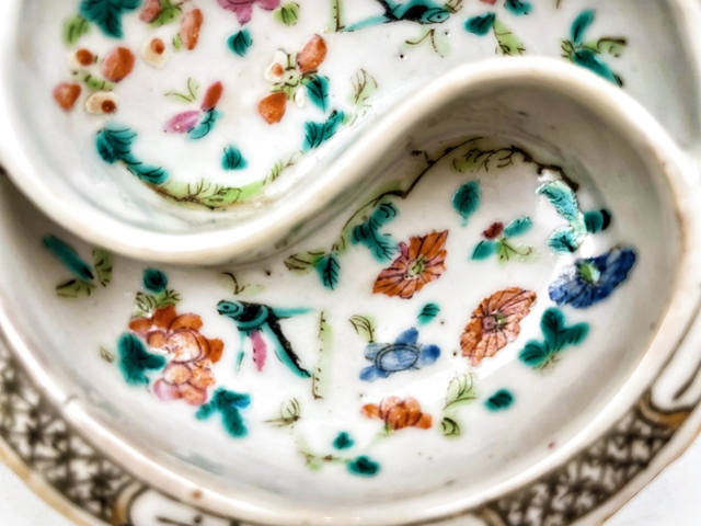 古玩陶瓷清晚期·粉彩飛黃騰達調色貢盤拍賣，當前價格396元