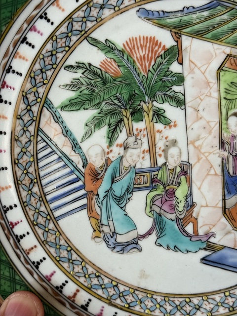 古玩陶瓷清·咸豐廣五彩人物故事紋臥足盤拍賣，當前價格1300元