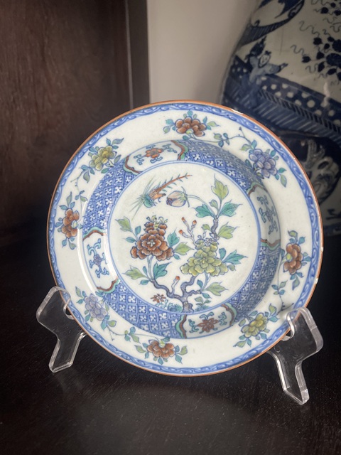 古玩陶瓷清乾隆青花花鳥紋盤真品鑒賞圖