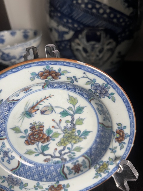 古玩陶瓷清乾隆青花花鳥紋盤真品鑒賞圖