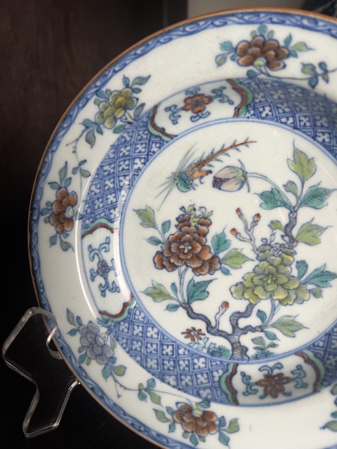 古玩陶瓷清乾隆青花花鳥紋盤真品鑒賞圖