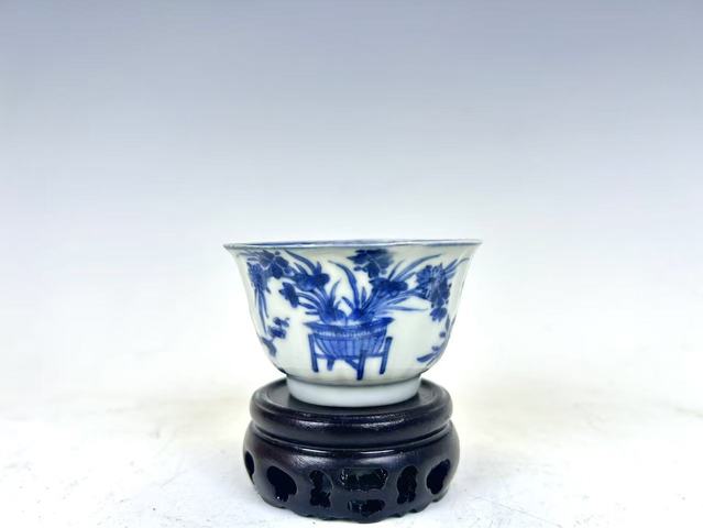 古玩陶瓷清康熙·青花英武長壽杯碟拍賣，當前價格297元