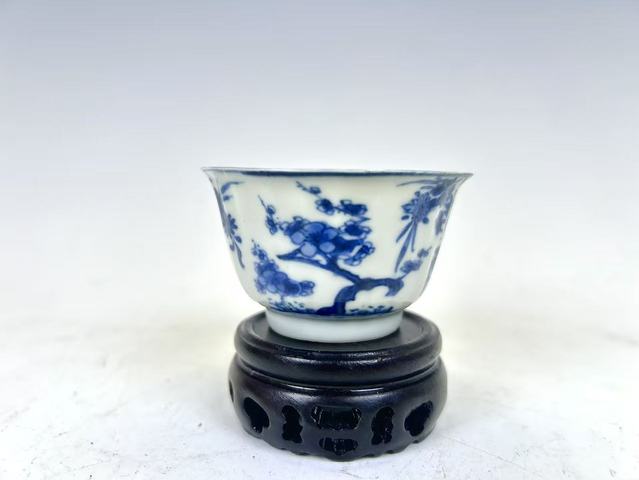 古玩陶瓷清康熙·青花英武長壽杯碟拍賣，當前價格297元