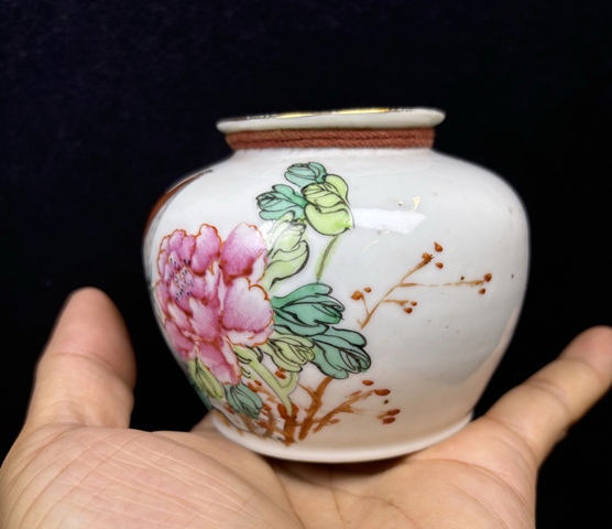 古玩陶瓷粉彩花鳥紋蘋果尊真品鑒賞圖