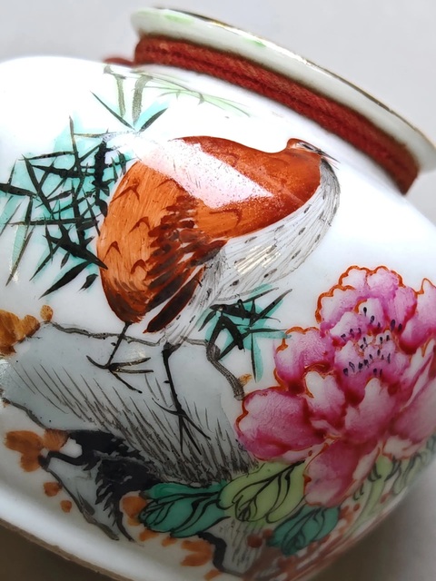 古玩陶瓷粉彩花鳥紋蘋果尊真品鑒賞圖