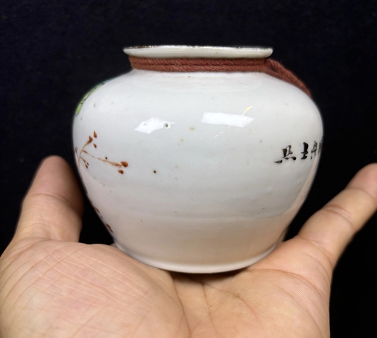 古玩陶瓷粉彩花鳥紋蘋果尊真品鑒賞圖