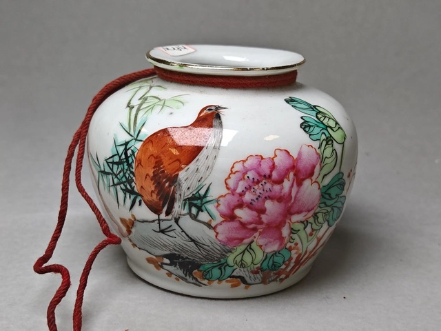 古玩陶瓷粉彩花鳥紋蘋果尊真品鑒賞圖