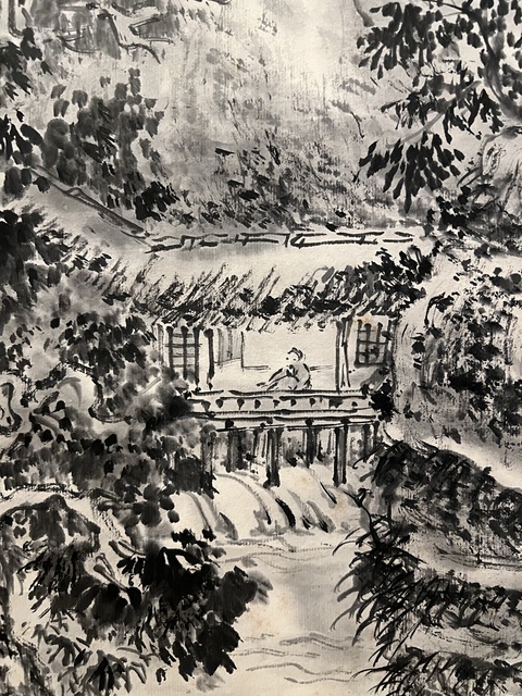 古玩字畫擬石溪山人筆意山水真品鑒賞圖